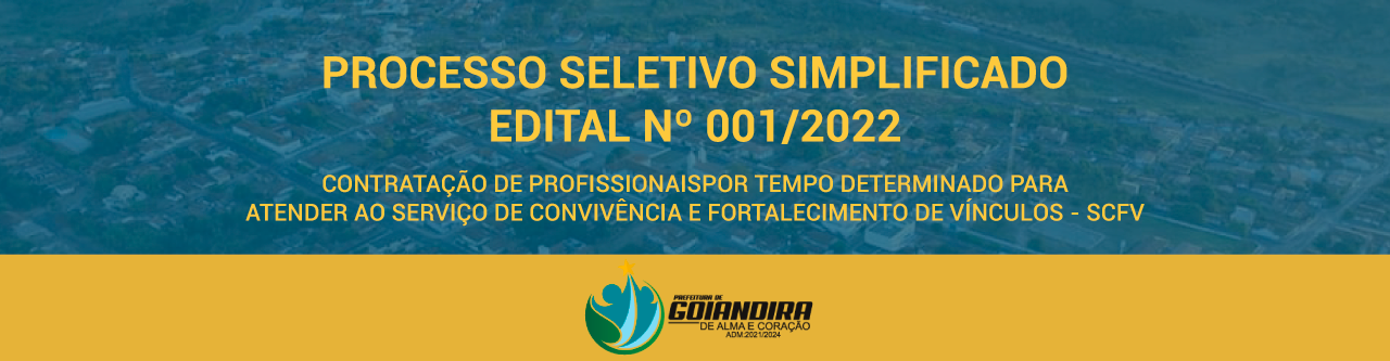 CONVOCAÇÃO PRELIMINAR PROCESSO SELETIVO SIMPLIFICADO EDITAL Nº 001/2022